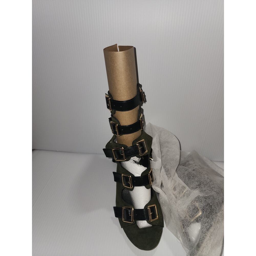 Size 10 Olive Green Multi-Strap Buckle Gladiator Heels NWOT